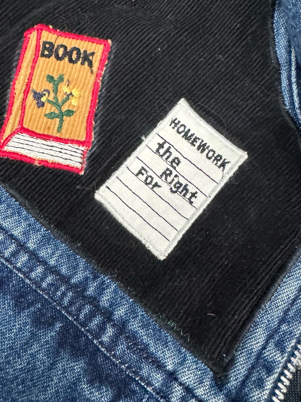 dressbarn Blue Jean Denim Vest Women’s Teacher School Schoolhouse abc Patches - Picture 4 of 8